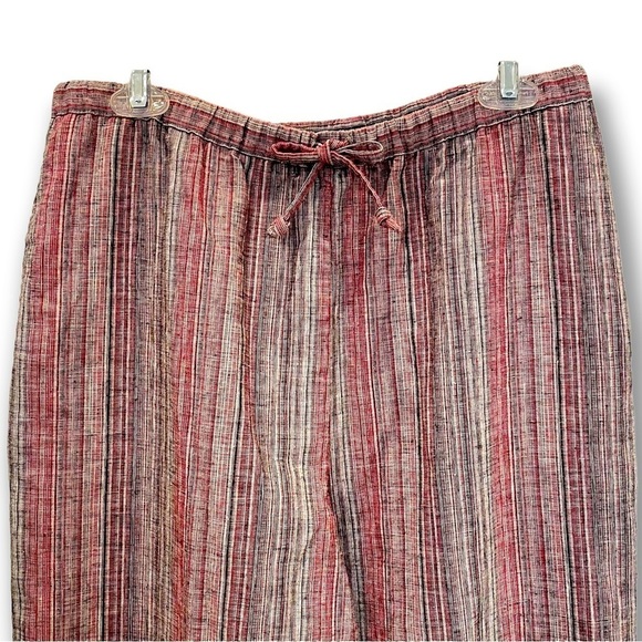 Travelsmith Size Medium Striped Linen Blend Pants - Picture 2 of 5